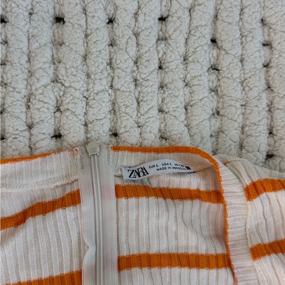 Zara Orange and White Striped Knit Top - Picture 3 of 3